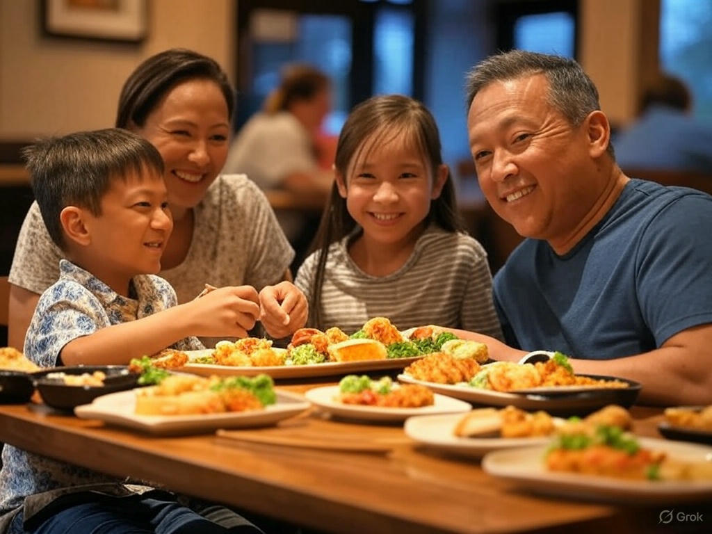 A family dining at one of the best East Beaver Creek restaurants, enjoying a mix of cuisines in a welcoming Richmond Hill setting